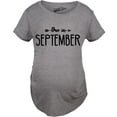 thumbnail image 1 of Maternity Due In September Funny Pregnancy T-Shirt Announcement Month Tee (Dark Heather Grey) - L, 1 of 2