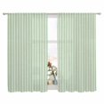 thumbnail image 2 of Sage Green Striped Semi Sheer Window Curtains 72 Inches Long, Modern Simple Farmhouse Beige Rod Pocket Voile Silky Chiffon Curtain Light Filtering Drapes for Living Room, Kitchen, 52"x72", 2 Panels, 2 of 9