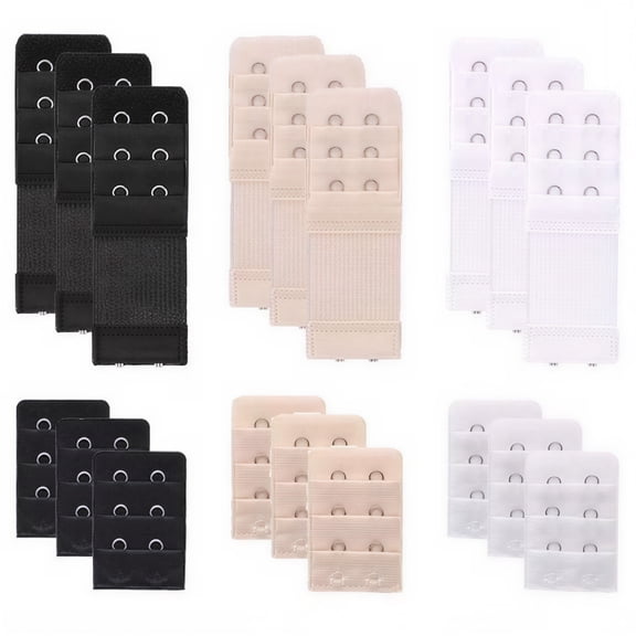 18PCS 2 Hooks 3 Rows Bra Extenders, Comfort Elastic Bra Strap Extensions for Women