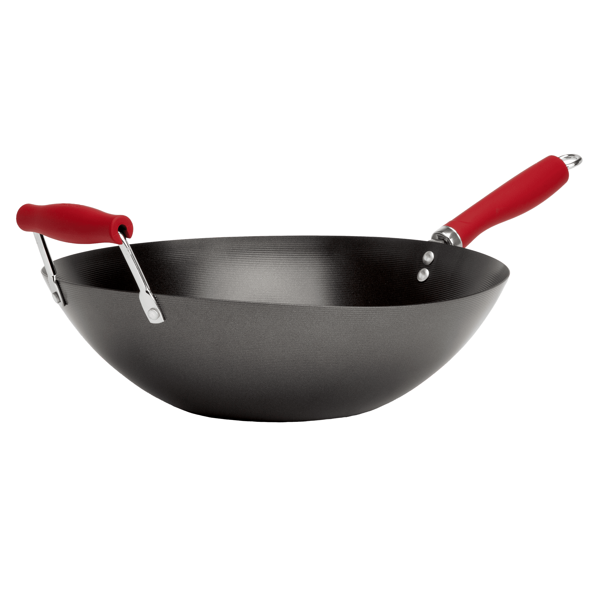 Tasty 14” Carbon Steel Wok, Non-Stick Flat Bottom Stir Fry Pan with Silicone Handle