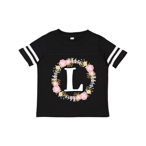 Inktastic Monogram Letter L Rose Floral Wreath Gift Girls Toddler T-Shirt