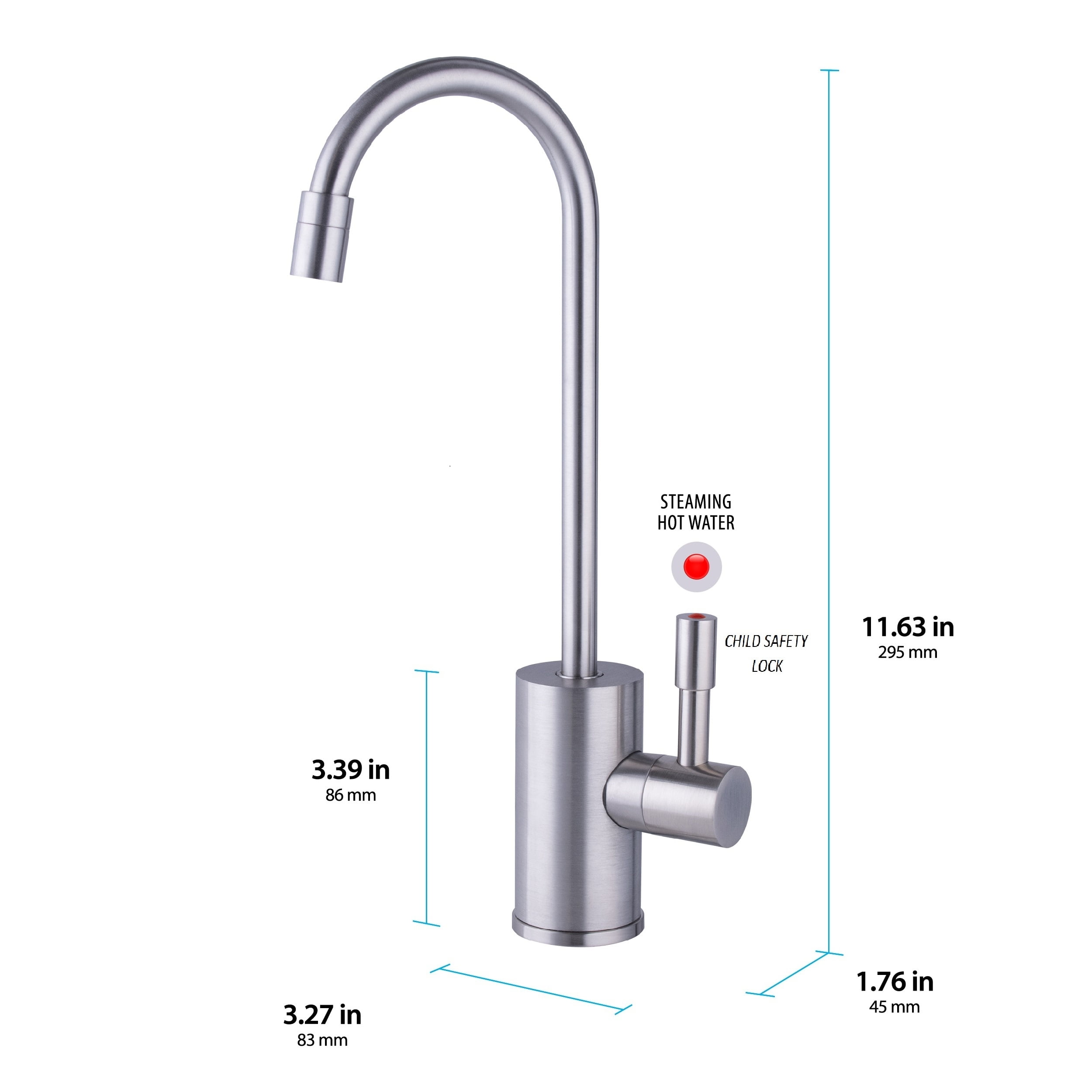Ready Hot 41-RH-150-F570-BN Compact Water Dispenser, Manual Temperature Control, Reverse Osmosis Compatible, Includes, Brushed Nickel