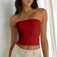 thumbnail image 4 of RYRJJ Womens Tube Tops Strapless Crop Tops Basic Backless Sleeveless Bandeau Cute Summer Outfits Solid Tops, 4 of 5