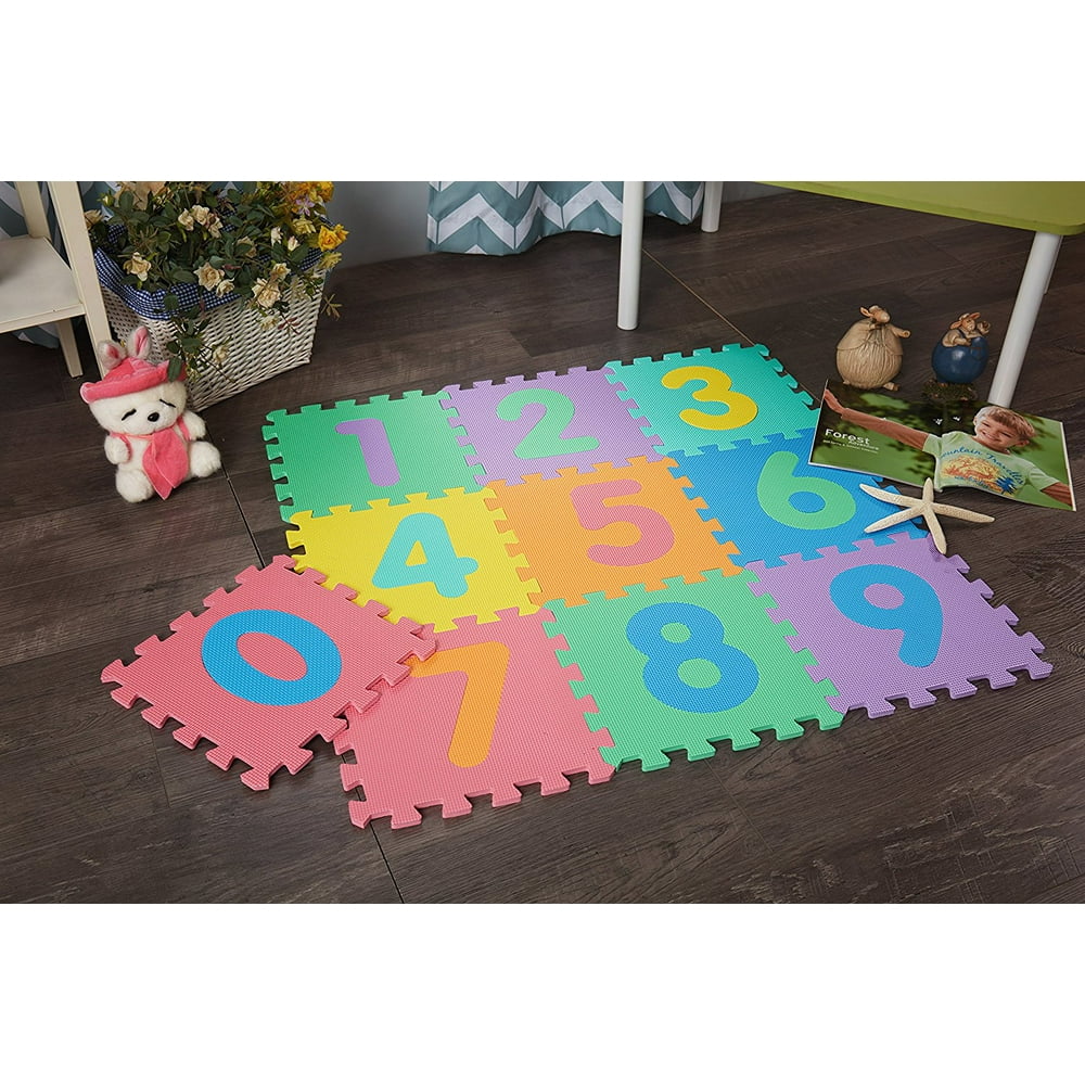 All For You 10PC EVA Foam Floor Mat Foam Printed with Numbers