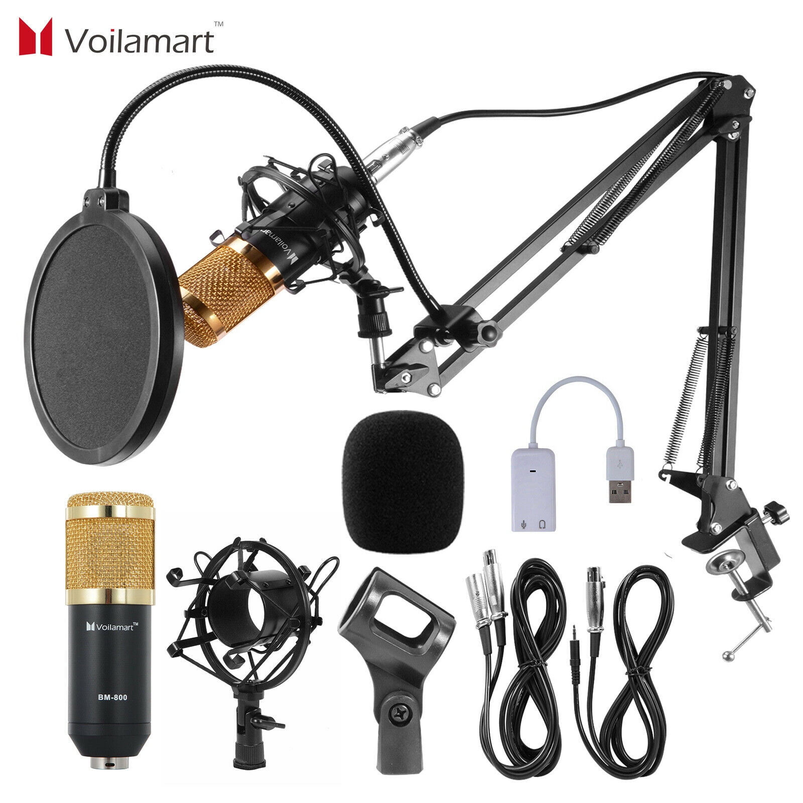 BM-800 Desktop Kondensator Mikrofon Microphone Set Studio Aufnahme Kit O8T9 