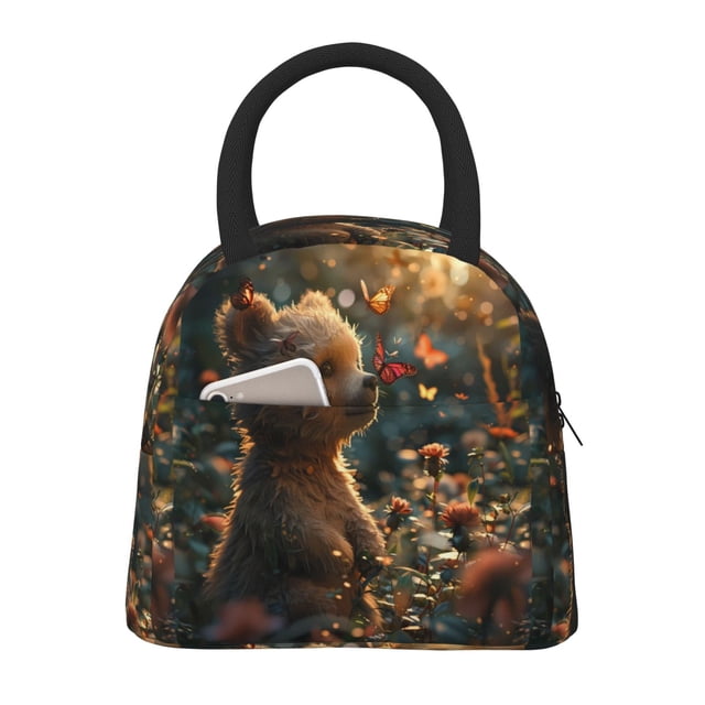 Disketp Sunshine Butterfly Flower Bear Bolsa Térmica para Almuerzo, Lonchera con Abertura Amplia y Gran Capacidad, Organizador Reutilizable para Mujeres, Hombres y Adultos