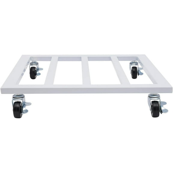 Plant Caddy with Wheels, 16 Inch Plant Stand Metal Square Plant Dolly with Lockable Caster Wheels Heavy Duty Plant Dolly Base for Indoor Outdoor Holds up 150 Lbs Pots Planter Flower Pot (16in, White)