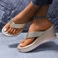 thumbnail image 2 of Flip Flops for Women Platform Wedge Thong Sandals Summer Beach Vacation Dress Shoes Flatform Walking Shoes Gold Size 9.5, 2 of 5