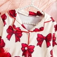 thumbnail image 5 of Mercatoo Girls New Lapel Bow Print Long Sleeve Long Pants Feather Fashion Comfortable Pajamas Set, 5 of 9