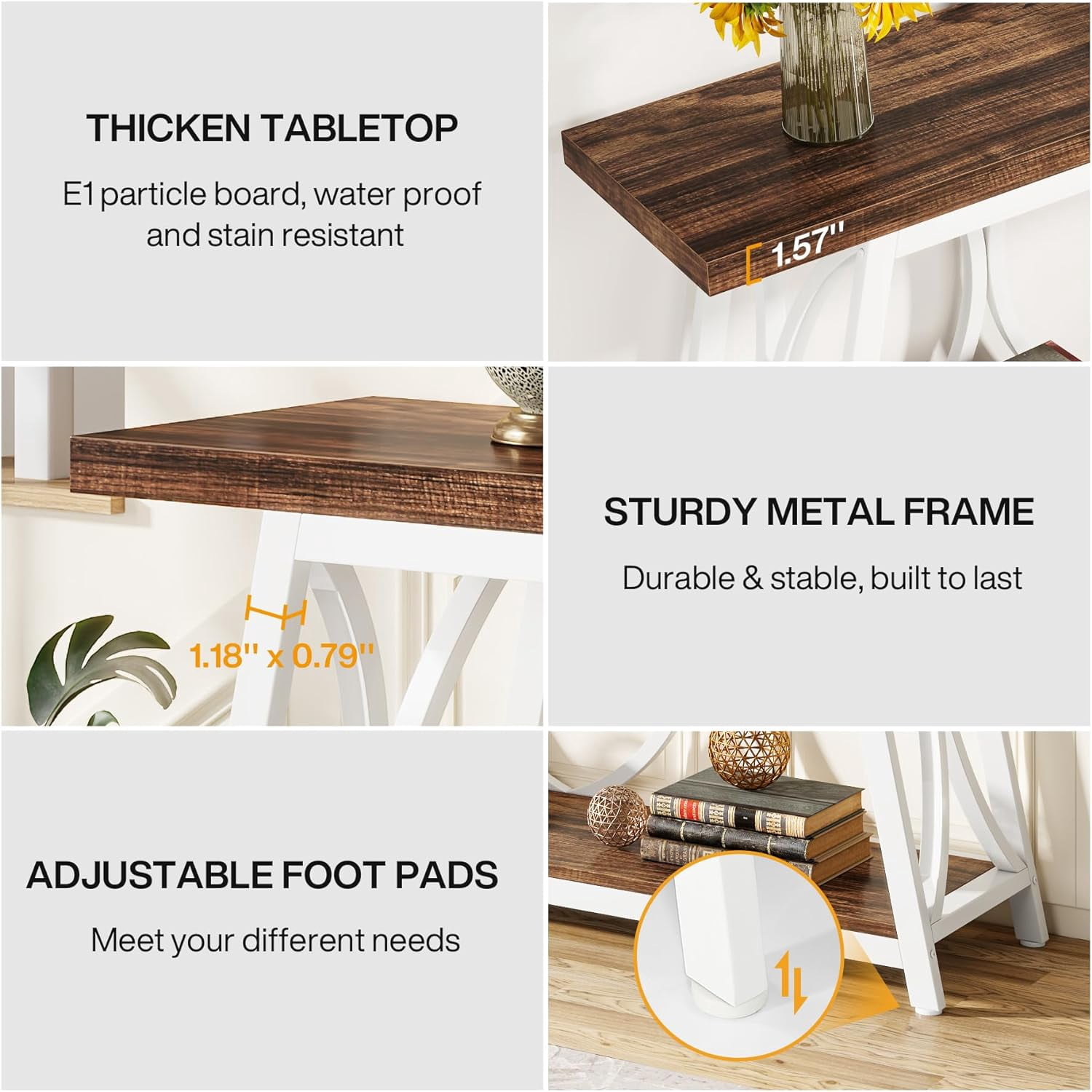 Tribesigns 70.9" Extra Long Console Table, Industrial Wood Narrow Sofa Table for Entryway, White