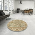 thumbnail image 4 of Ahgly Company Machine Washable Indoor Round Abstract Bronze Brown Area Rugs, 8' Round, 4 of 7