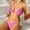 *Pink, variant on Women's Plaid Halter Tie Bikini Set,Triangle Cup Side Tie Two Piece Swimsuit,Low Waist Bathing Suit for Beach Pool Red,Womens Plus S