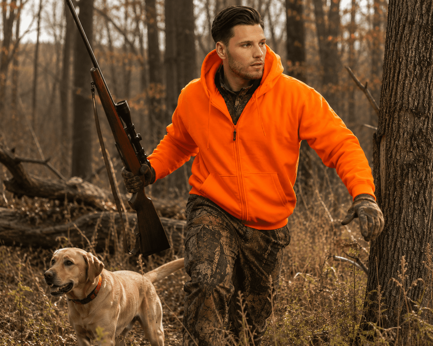 TrailCrest Safety Blaze Orange /Pink/ Camo Double Fleece Full Zip Hoodie (5X, Blaze Orange)