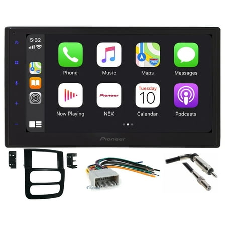 Pioneer Double DIN Bluetooth Car Stereo Upgrade for 2002-2008 Dodge Ram  Includes In-Dash Car Stereo, Dash Kit, Harness, and Antenna Adapter, with Standard Audio System