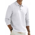thumbnail image 2 of USNSM Men's Linen Shirts Long Sleeve Yoga Tops Casual Fashion Solid Color Half Button Open Summer Hippie Beach T-Shirts White M, 2 of 9