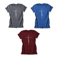 thumbnail image 4 of Femmes T-Shirt Col Rond Manches Courtes Fille Chemisier à Manches Courtes, Rouge Vin, XXL, 4 of 6