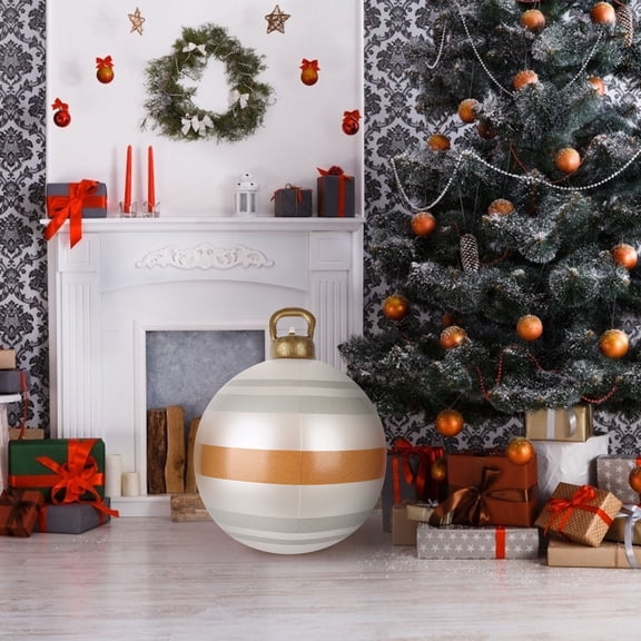 ESULOMP 22 Inch Giant Inflatable Christmas Balls, Christmas Outdoor Inflatables Ornaments Large PVC Inflatable Christmas Ball for Outside Christmas Tree Holiday Yard Lawns Porch Decor (White)