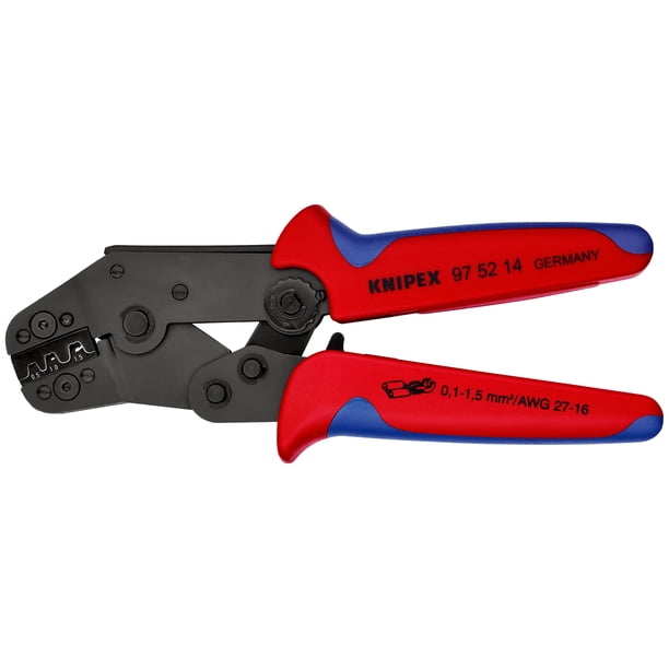 KNIPEX 97 52 14 Pinzas para engarzar terminales modelo corto Con fundas en dos componentes bruñido 195 mm