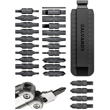 Galvanox Double Sided Bit Set Designed for Leatherman Multi-Tools, Flat-Bit Screwdriver Set with Holder (21 Pc Set   4 Bonus Bits)