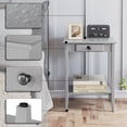 thumbnail image 4 of Table with Drawer White Bedside Table Narrow Side Tables with 2-Tier Storage Shelves Small Table Wood Night Stand for Living Room, Bedroom，Easy Assembly Assembly, 4 of 7