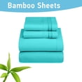 thumbnail image 2 of Comfylife Queen Size Bed Sheet Set Bamboo Derived Rayon Deep Pockets, Moisture Wicking, No Fading, Softer Than Cotton- 4 Pieces, Teal, 2 of 5