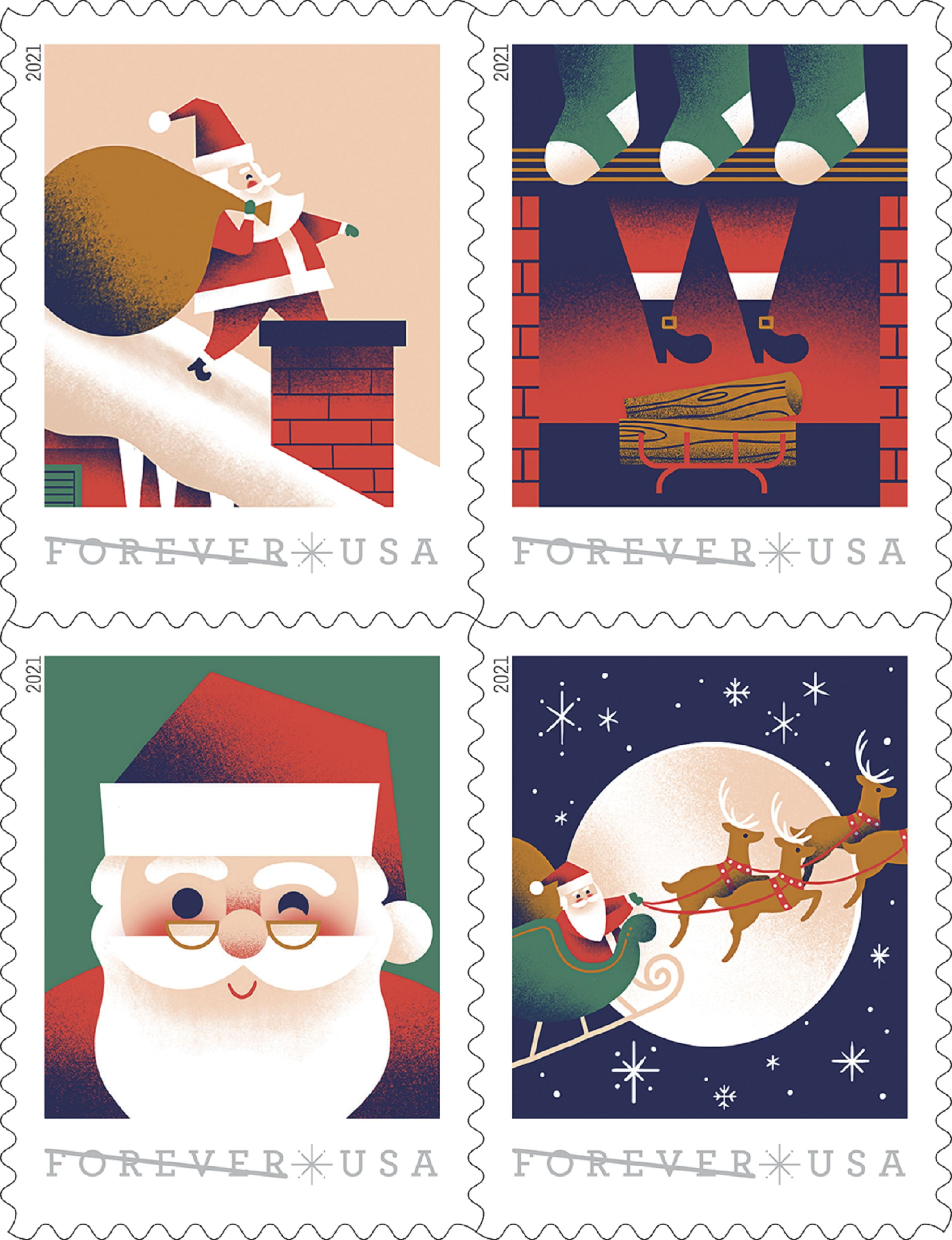 USPS A Visit From Saint Nick Forever, Book of 20 Christmas Stamps