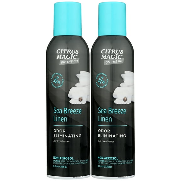 Citrus Magic On The Go Air Freshener Spray for Auto, Sea Breeze Linen, 8 Ounce, Pack of 2