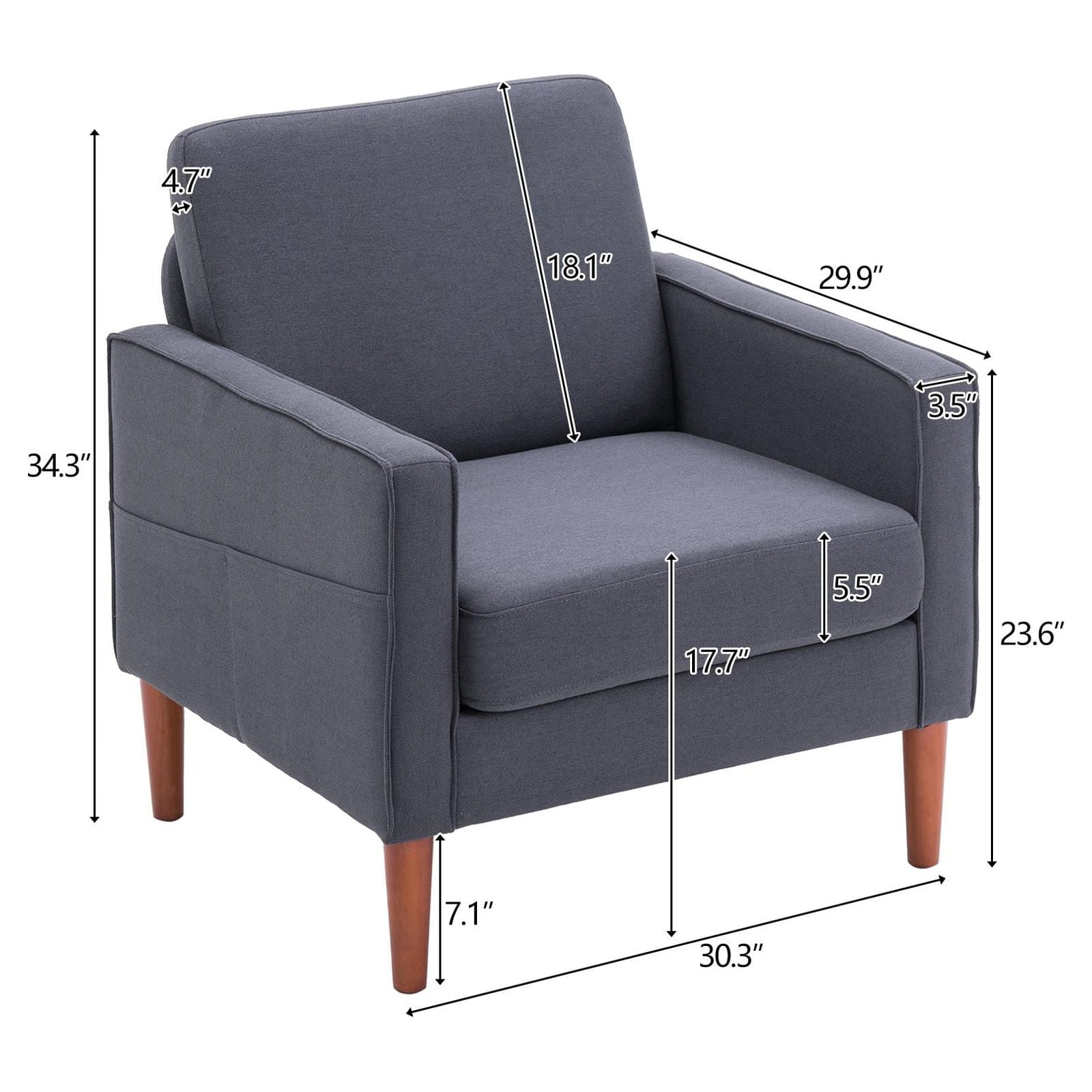 Sofa Standard Armchair Size Ktaxon Modern Single Sofa Chair With