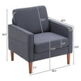 thumbnail image 3 of UBesGoo Linen Fabric Single Sofa, Modern Club Chairs with Solid Wood Legs, Upholstered Accent Chair for Living Room, Bedroom Dark Gray, 3 of 10