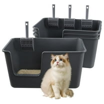 4-Pack Large Open High Sided Cat Litter Box, Anti-Splashing Kitty Litter Box with , Gray