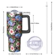 thumbnail image 2 of 40oz Pioneer Flower Floral Print Pattern Insulated Tumbler with Handle, BPA-Free Leak Proof Lid and Straws, Double Wall Vacuum, Hot 12h/Cold 34h, 2 of 6