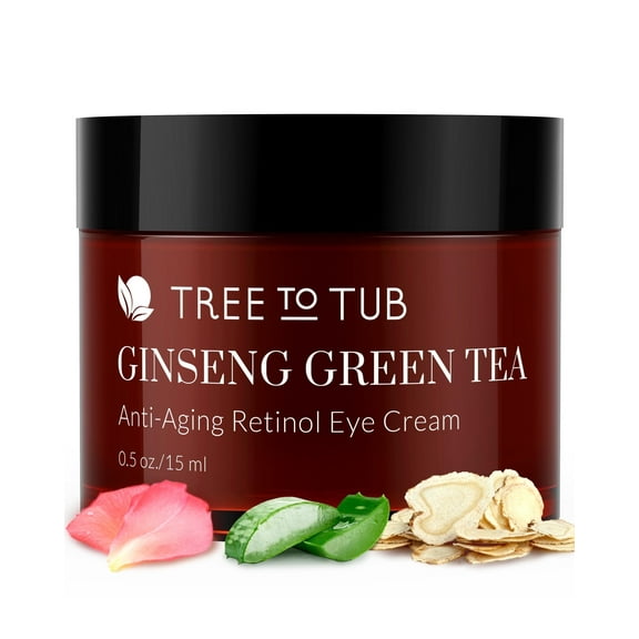 Tree To Tub Retinol Under Eye Cream for Dark Circles & Wrinkles, Night Cream for Sensitive Skin Eye Moisturizer for Women w/ Hyaluronic Acid 0.5 Oz