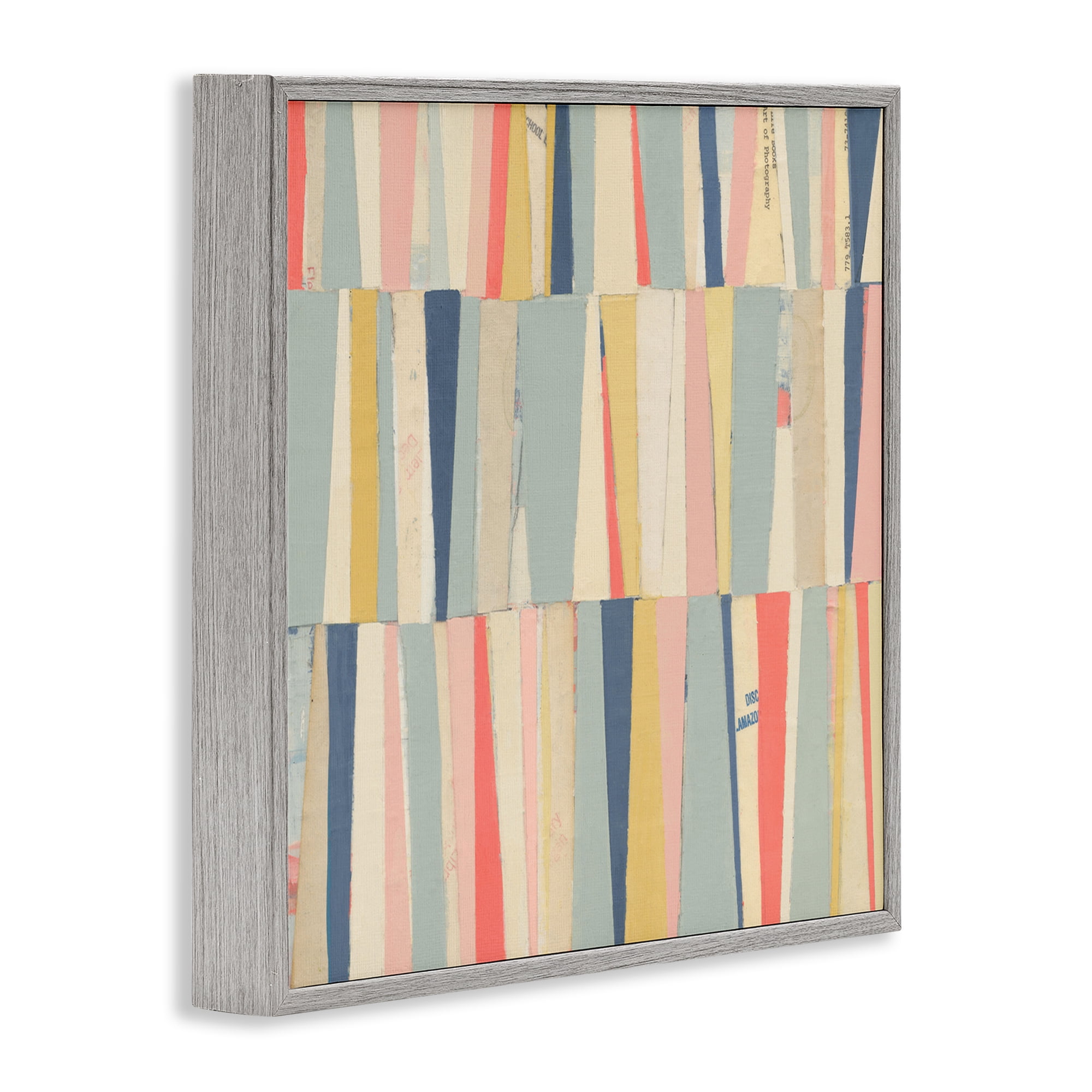 Stupell Industries Pastel Shapes Collage Abstract Painting Gray Framed Art Print Wall Art, 17 x 17