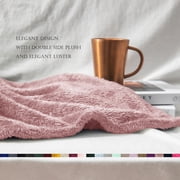 Exclusivo Mezcla Plush Fuzzy Large Fleece Throw Blanket (50 x 70, Dusty Pink)- Soft, Warm and Lightweight