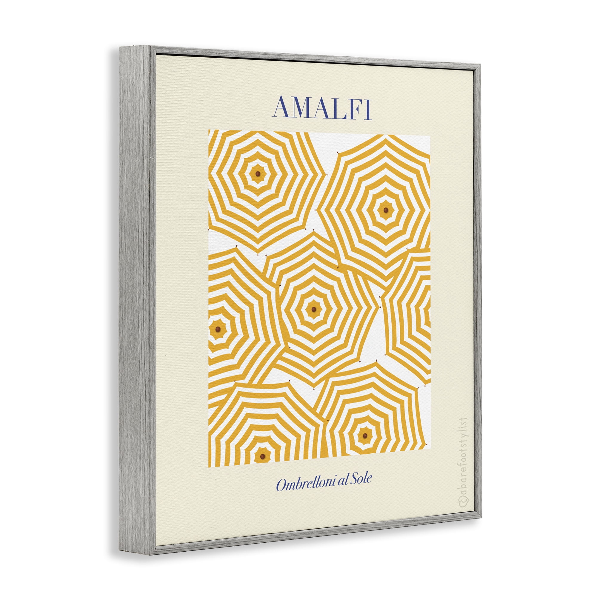 Stupell Industries Yellow Amalfi Umbrellas Gray Framed Giclee Art, design by A Barefoot Stylist