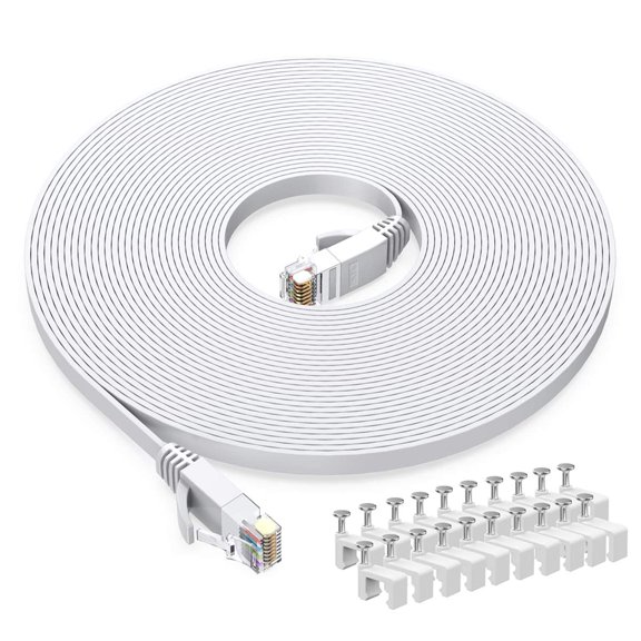 Cable Ethernet plano Cat6 BUSOHE de 6,1 m blanco RJ45