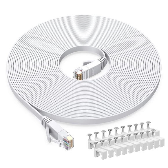 Cable Ethernet plano Cat6 BUSOHE de 6,1 m blanco RJ45