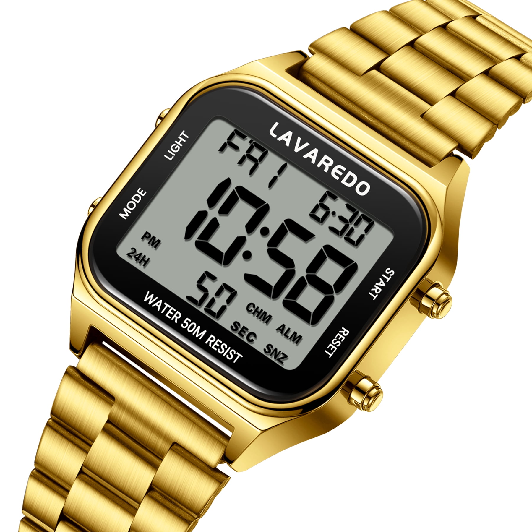 Men's Digital Sport Watch - LED Display, Stainless Steel Strap, Date, Alarm, Stopwatch,Water-Resistant Man Watch Ideal Gift for Men