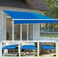 thumbnail image 3 of Ktaxon 12 x 10 Ft  Manual Retractable Patio Awning,  Adjustable Outdoor Awing Sunshade Shelter with Aluminum Alloy,  280g/m² UV & Water-Resistant Fabric for Deck, Balcony - Blue, 3 of 9