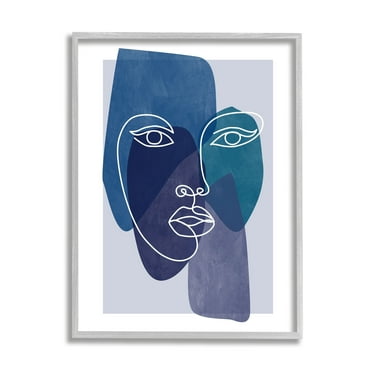 Stupell Industries Bold Face Line Doodle Modern Geometric Shapes Framed Wall Art, 11 x 14, Design by Birch&Ink