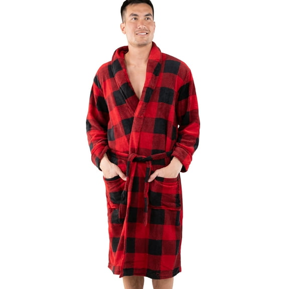 Moose Plaid Lazy One Ultra-Cozy Plaid Bathrobes for Men (L/xl)