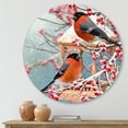 thumbnail image 1 of Designart - Two Tits Sit On A Snow-Covered Branch - Traditional Metal Circle Wall Art, 1 of 5