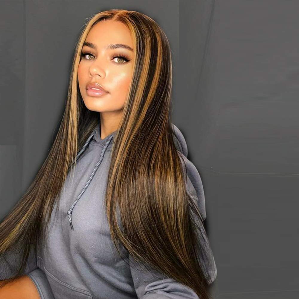 Long Straight Highlights Wig 24 Inch Synthetic Wigs for Women Middle Part  Blonde Highlights Hair Wigs Natural Looking Heat Resistant Fiber Daily  Cosplay Party | Walmart Canada