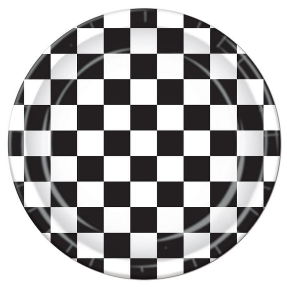 96 Pack Beistle Black and White Checkered Party Paper Plates 9 inch