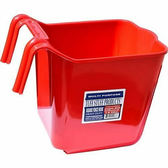 Tuff Stuff Square Fence Hook Bucket 14qt Red
