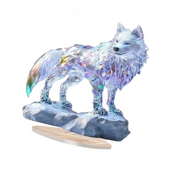 XIBUFE Artistic 2D Flat Dragon Wolf Colorful Acrylic Statue,Safe Desk Ornament for Bedroom Living Room Decor