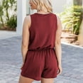 thumbnail image 6 of gakvbuo summer tops for men 2024 going out tops set Women Ladies Solid Summer Sleeveless Round-Neck Bandage Pocket Short Jumpsuit, 6 of 9