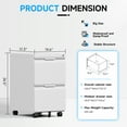 thumbnail image 3 of 2 Drawer Mobile File Cabinet, File Cabinet on Wheels with Lock for Letter/Legal/A4 File, Metal Rolling File Cabinets for Home Office (White), 3 of 9