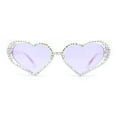 thumbnail image 2 of Womens Iridescent Rhinestone Bling Bubbly Heart Shape Sunglasses All Purple, 2 of 4