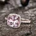 thumbnail image 3 of 10mm 4.75 Carat Caushion Cut Pink Morganite Odessa Diamond Moissanite 10k Rose Gold Halo Engagement Ring, 3 of 6
